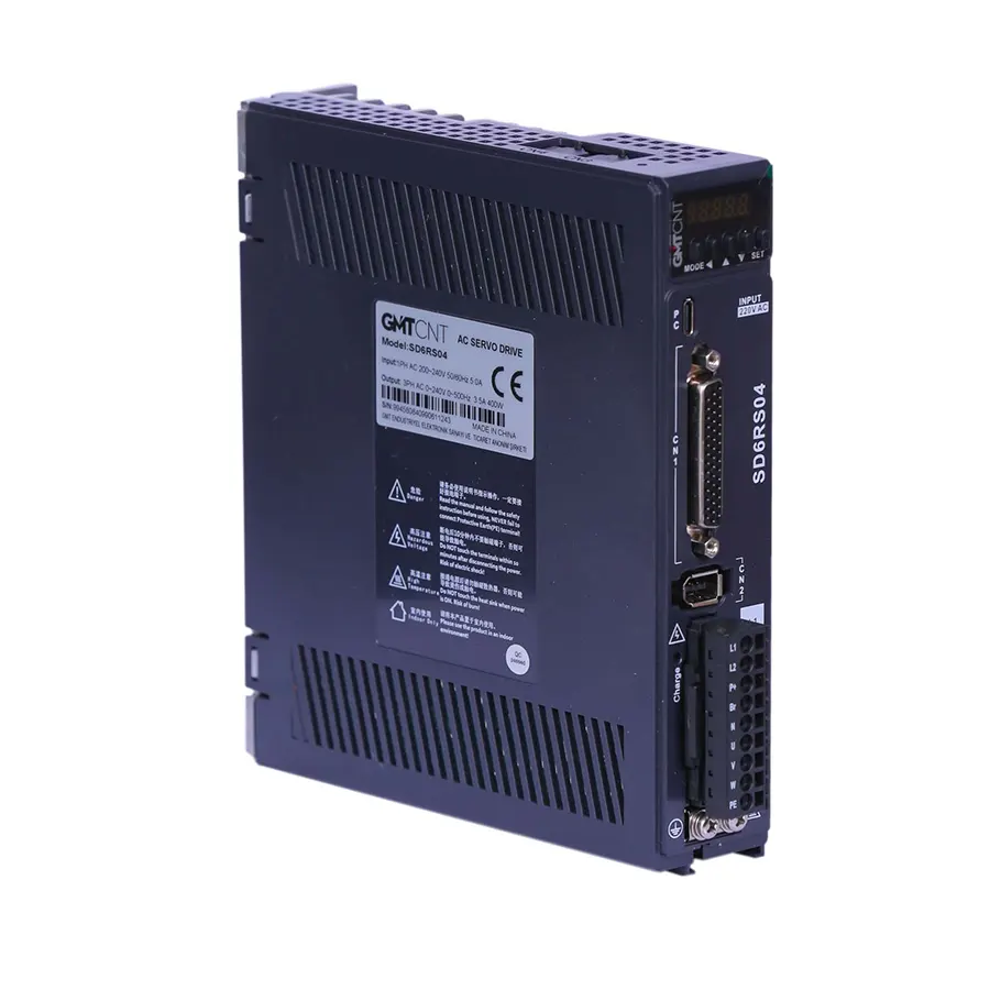 SD6RS04 1 GMTCNT SD6RS04 servo sürücü; hassas hız ve pozisyon kontrolü sunar. Endüstriyel otomasyon uygulamaları için güvenilir ve yüksek performanslı çözüm. GMTCNT SD6RS04 servo driver; provides precise speed and position control. A reliable and high-performance solution for industrial automation applications.
